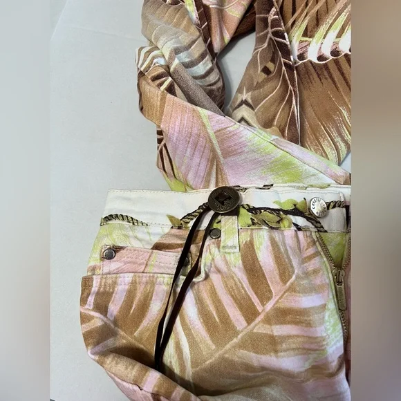 Vintage Robert Cavalli Pants Tropical Palm Leaf Print Sz Medium Italy - Picture 12 of 12